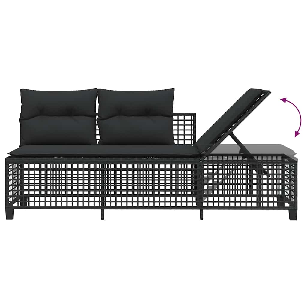 3 Piece Corner Garden Sofa Set with Cushions Black Poly Rattan
