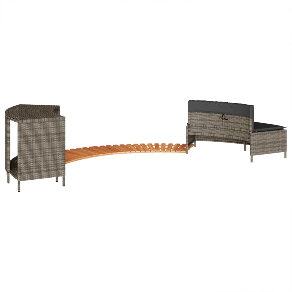 Hot Tub Surround Grey Poly Rattan and Solid Wood Acacia