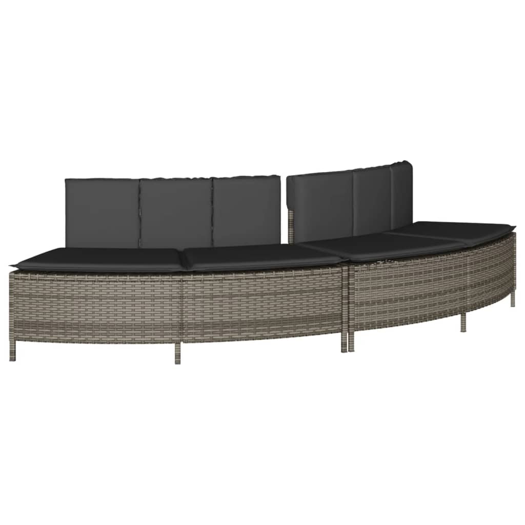Hot Tub Benches with Cushions 2 pcs Grey Poly Rattan