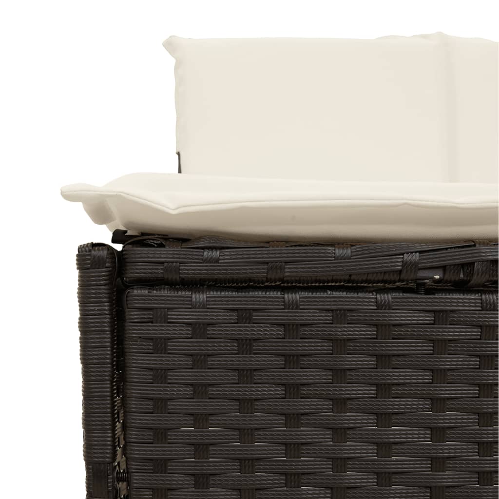 Hot Tub Benches with Cushions 2 pcs Black Poly Rattan