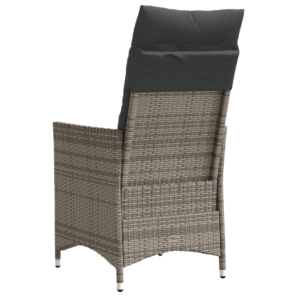 Reclining Garden Chair with Cushions Grey Poly Rattan