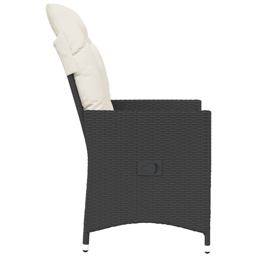 Reclining Garden Chairs 2 pcs with Cushions Black Poly Rattan