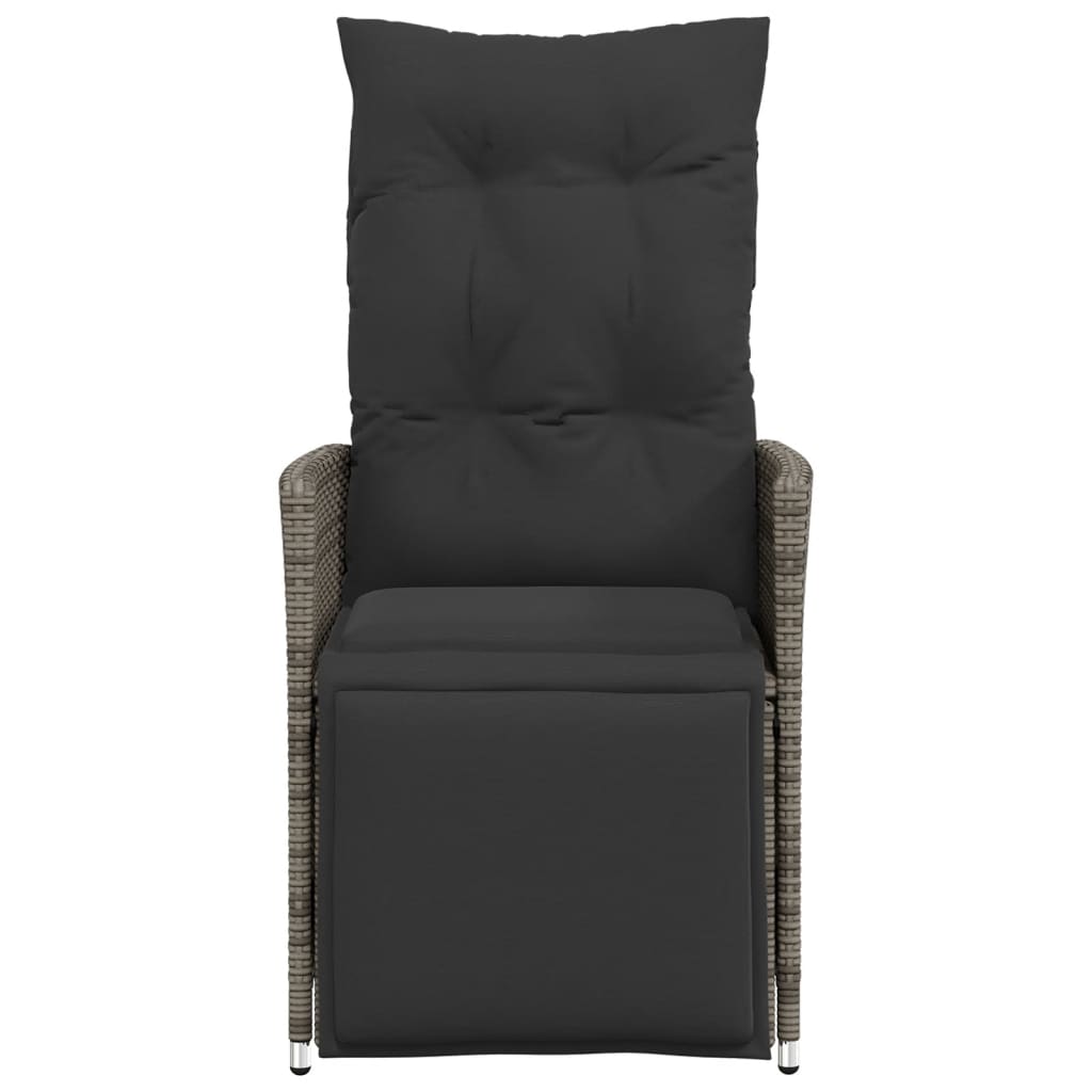 Reclining Garden Chairs 2 pcs with Cushions Grey Poly Rattan
