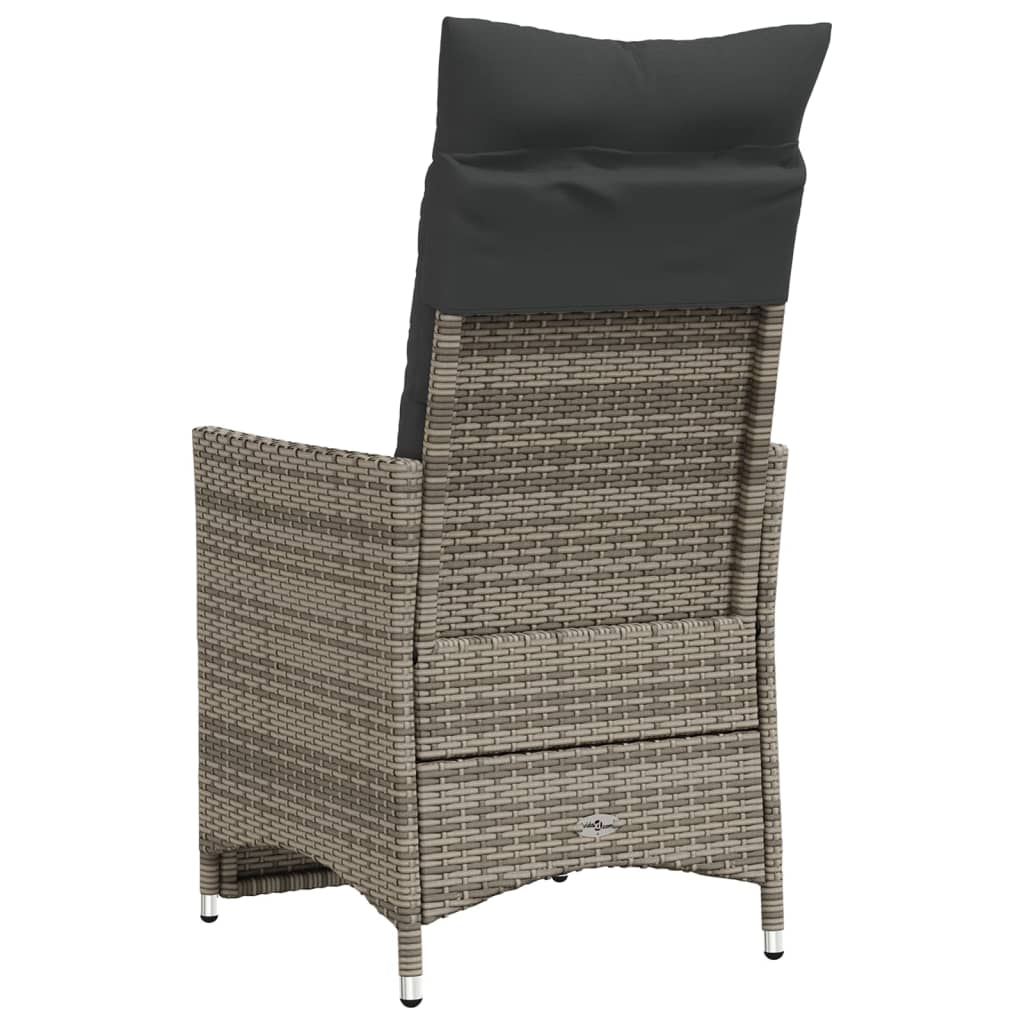 Reclining Garden Chairs 2 pcs with Cushions Grey Poly Rattan