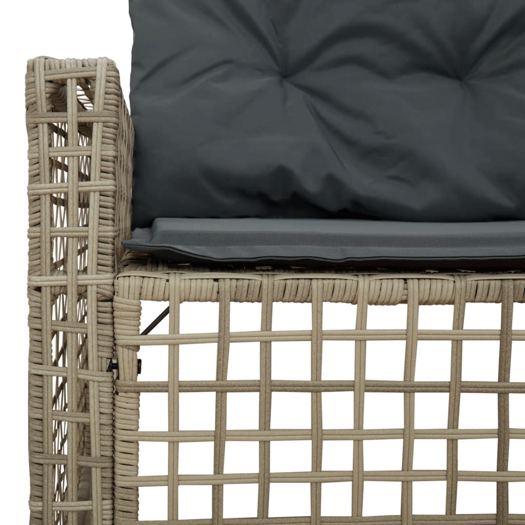 Garden Sofa with Cushions and Footstool L-Shaped Light Grey Poly Rattan