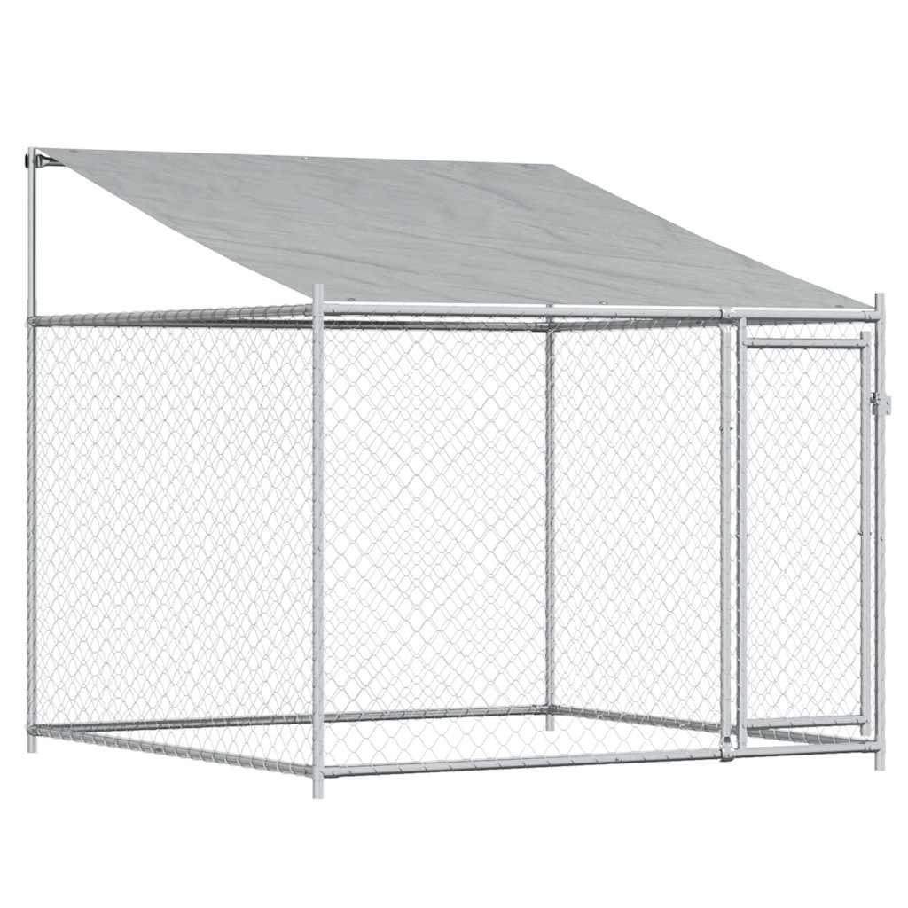 Dog Cage with Roof and Door Grey 2x2x2 m Galvanised Steel