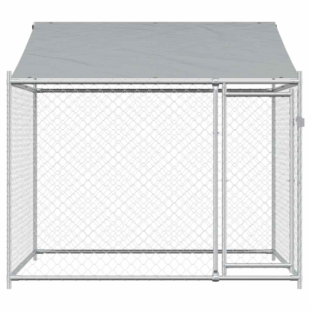 Dog Cage with Roof and Door Grey 2x2x2 m Galvanised Steel