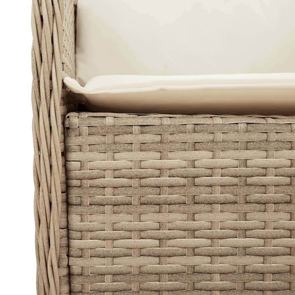 3 Piece Garden Dining Set with Cushions Beige Poly Rattan