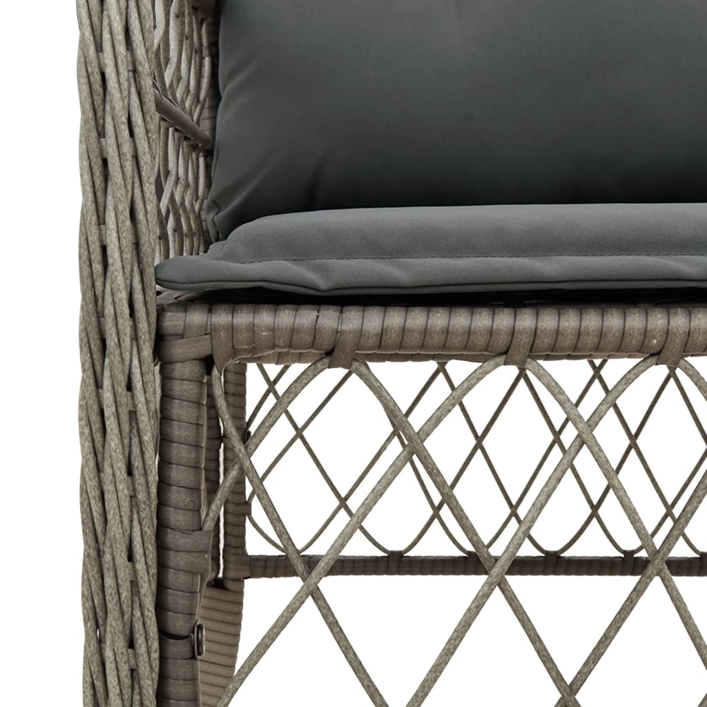 5 Piece Garden Dining Set with Cushions Grey Poly Rattan