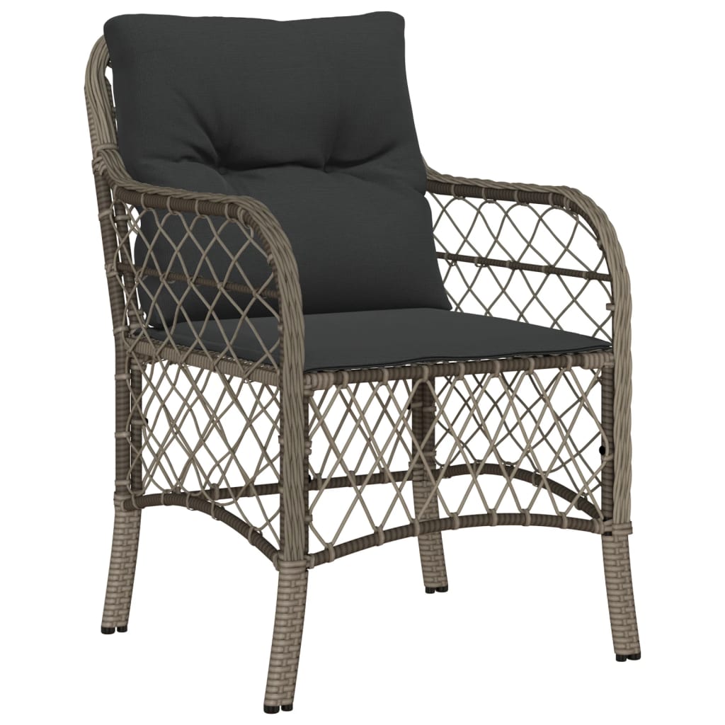 7 Piece Garden Dining Set with Cushions Grey Poly Rattan