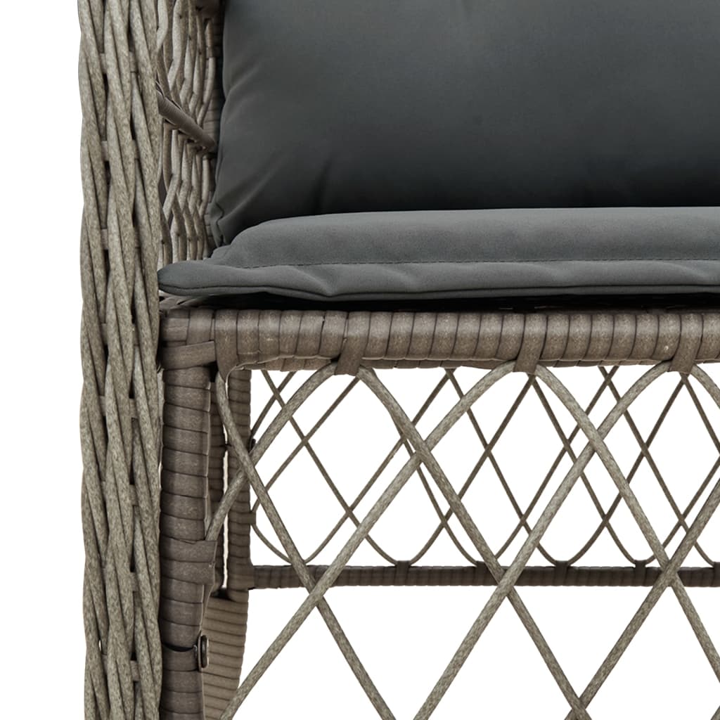 5 Piece Garden Dining Set with Cushions Grey Poly Rattan