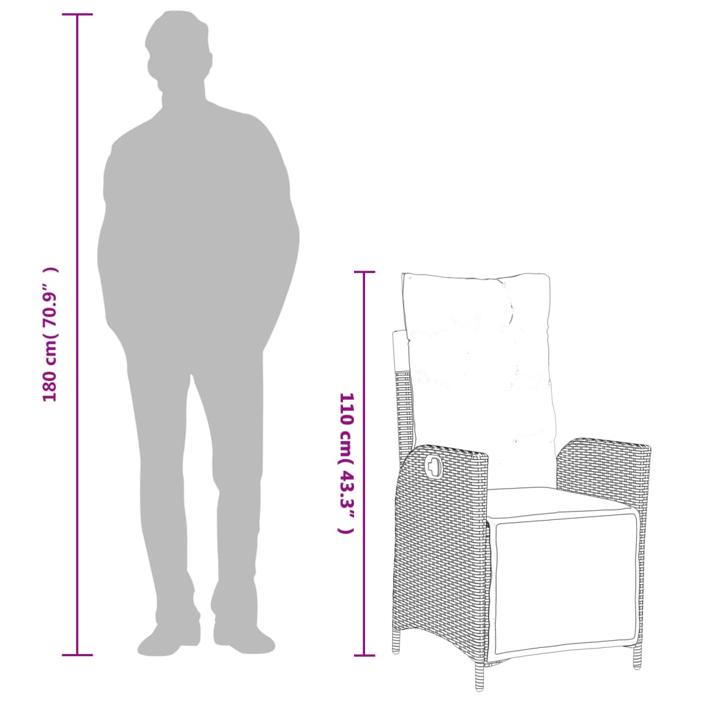 9 Piece Garden Dining Set with Cushions Grey Poly Rattan