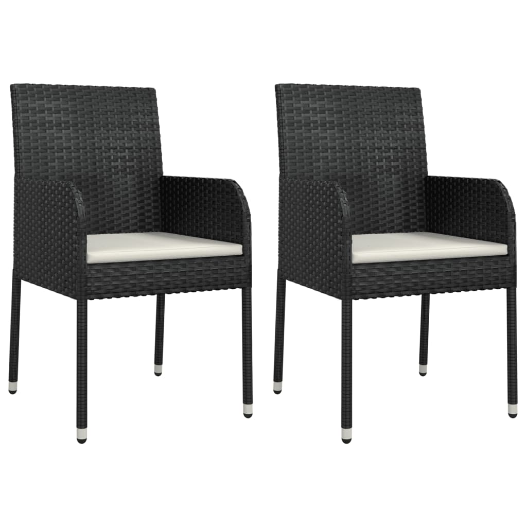 9 Piece Garden Dining Set with Cushions Black Poly Rattan