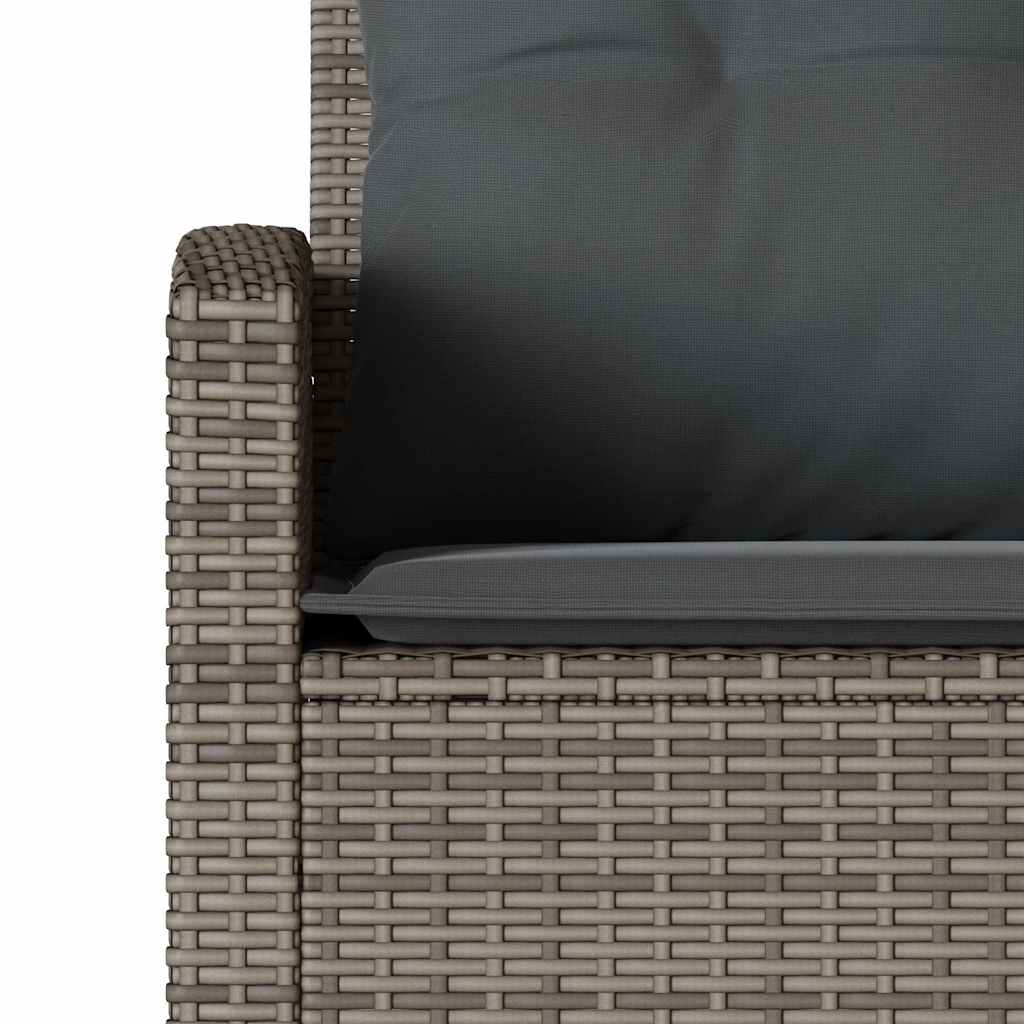 6 Piece Garden Sofa Set with Cushions L-shaped Grey Poly Rattan