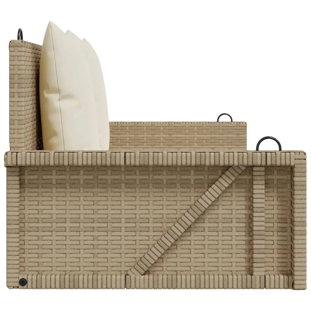 Swing Bench with Cushions Beige 119x56x48 cm Poly Rattan