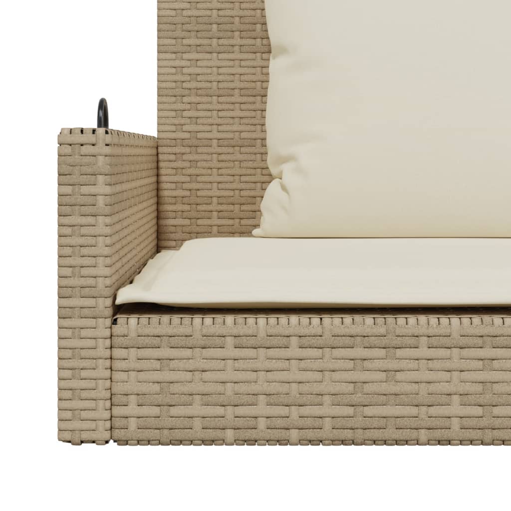 Swing Bench with Cushions Beige 119x56x48 cm Poly Rattan