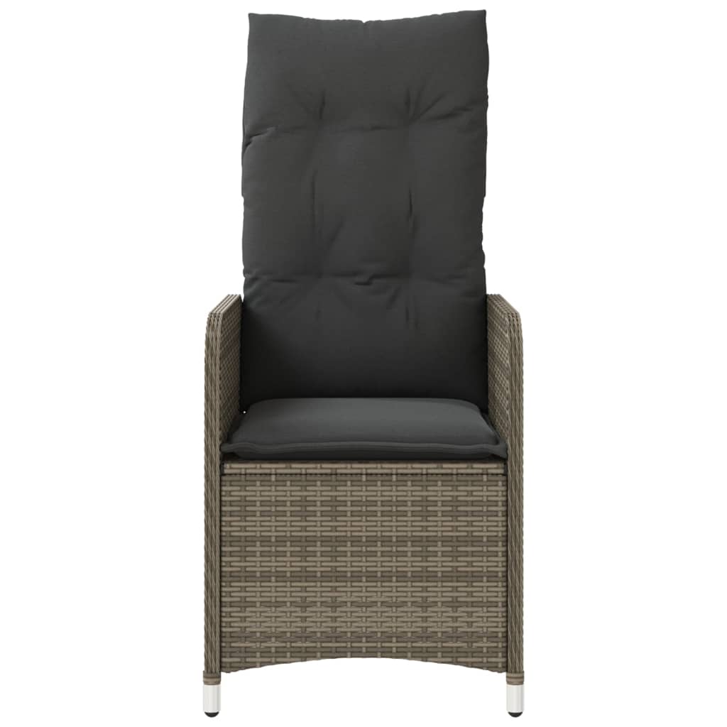 Reclining Garden Chairs 2 pcs with Table Grey Poly Rattan