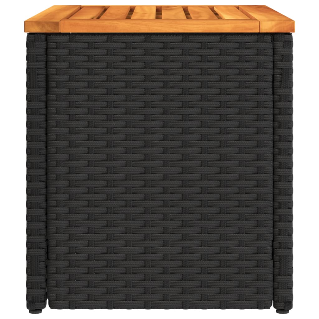 Garden Side Tables 2 pcs Black 55x34x37cm Poly Rattan Solid Wood