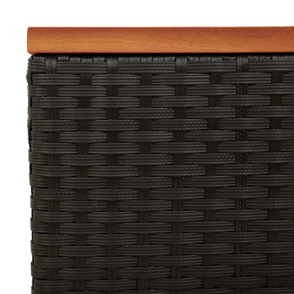 Garden Side Tables 2 pcs Black 55x34x37cm Poly Rattan Solid Wood
