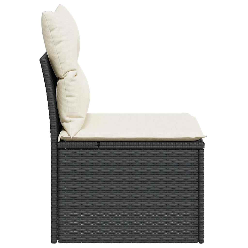 Garden Chair Armless with Cushions Black Poly Rattan