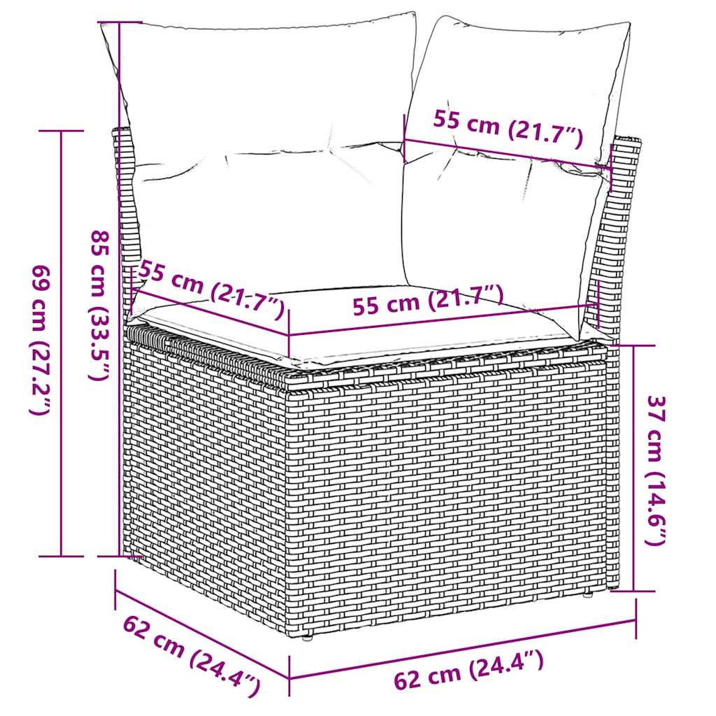 Garden Sofa Corner with Cushions Black Poly Rattan