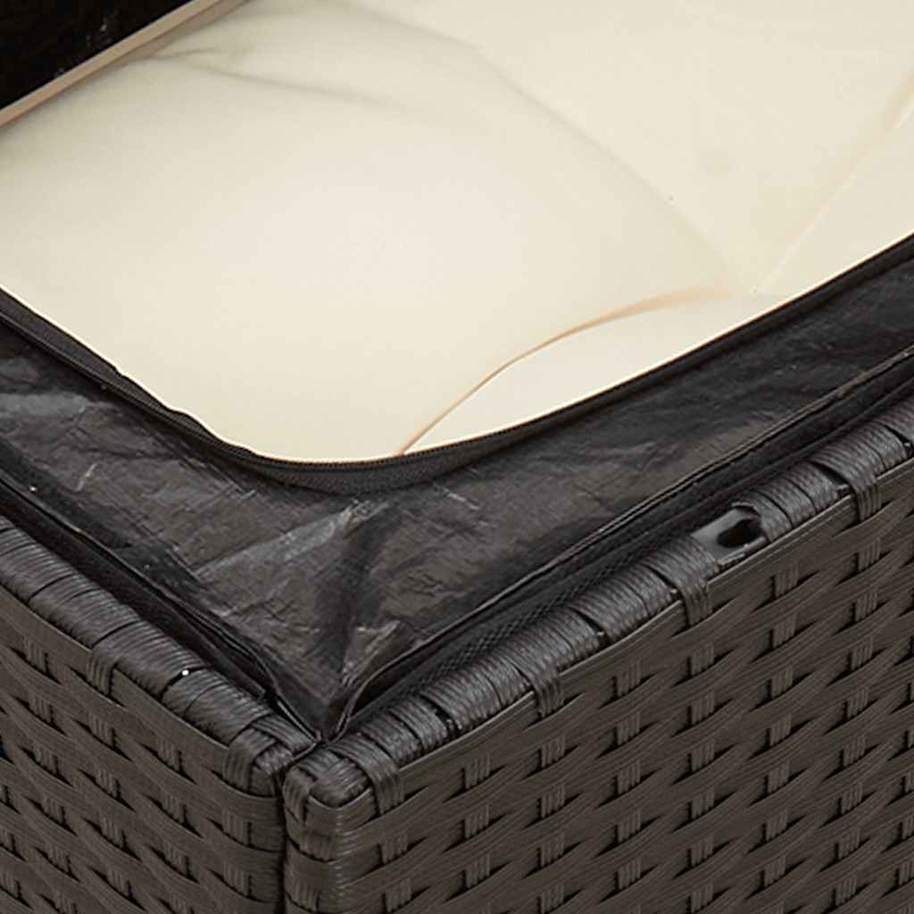 Garden Sofa with Cushions 2-Seater Black Poly Rattan