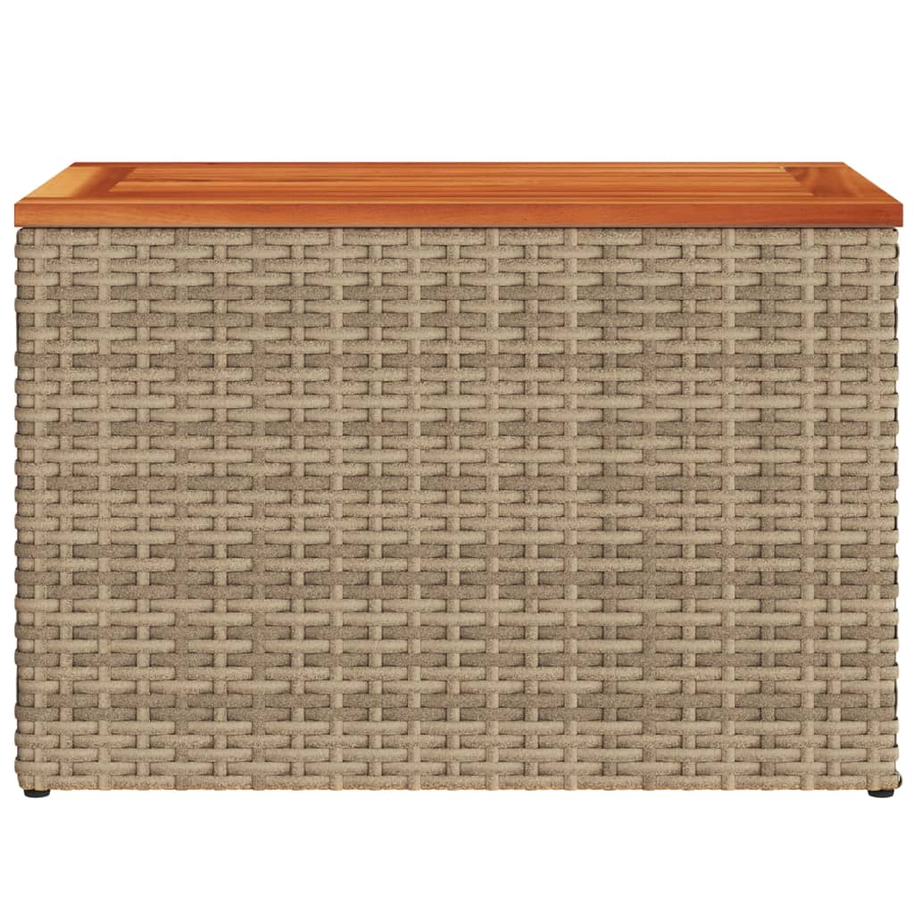 Garden Side Tables 2 pcs Beige 55x34x37cm Poly Rattan Solid Wood