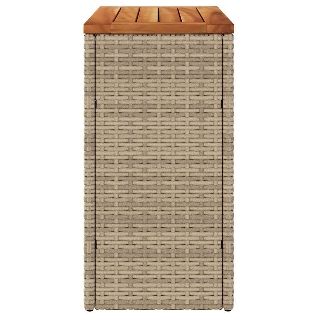 Garden Side Table with Wooden Top Beige 58x27.5x55 cm Poly Rattan
