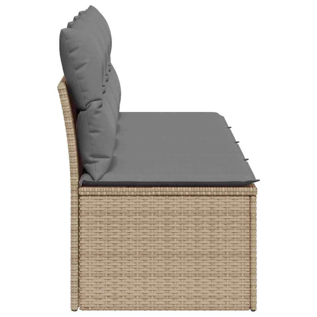 Garden Sofa with Cushions 4-Seater Beige Poly Rattan