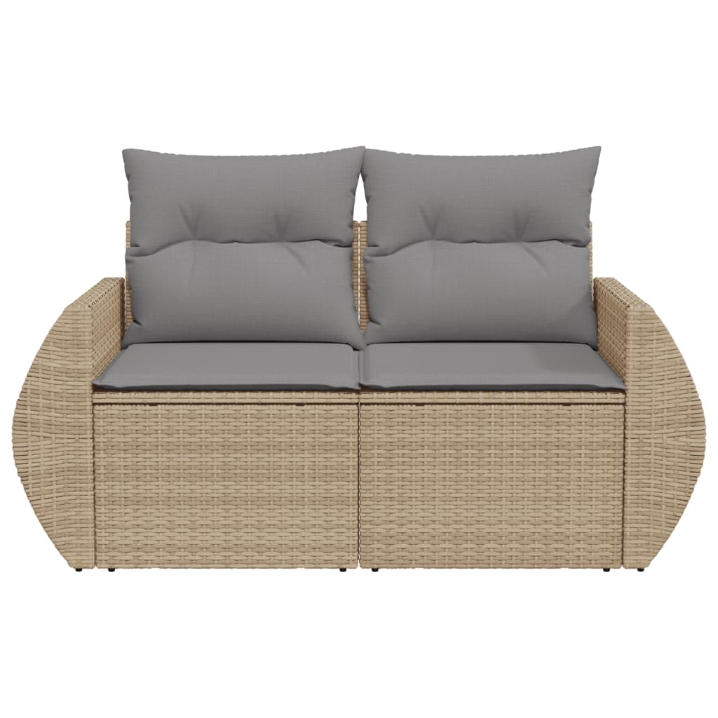 Garden Sofa with Cushions 2-Seater Beige Poly Rattan