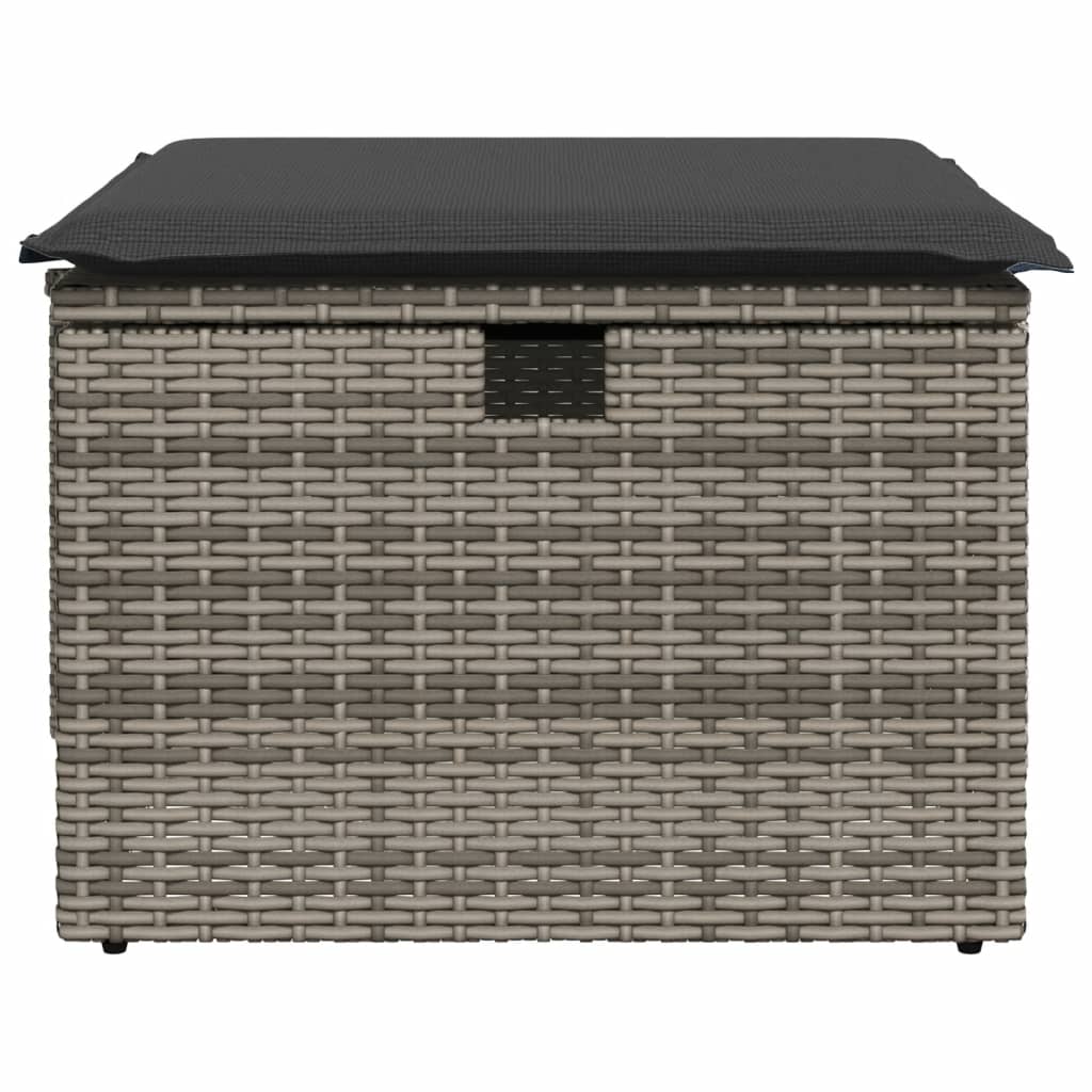Garden Stool with Cushion Grey 55x55x37 cm Poly Rattan