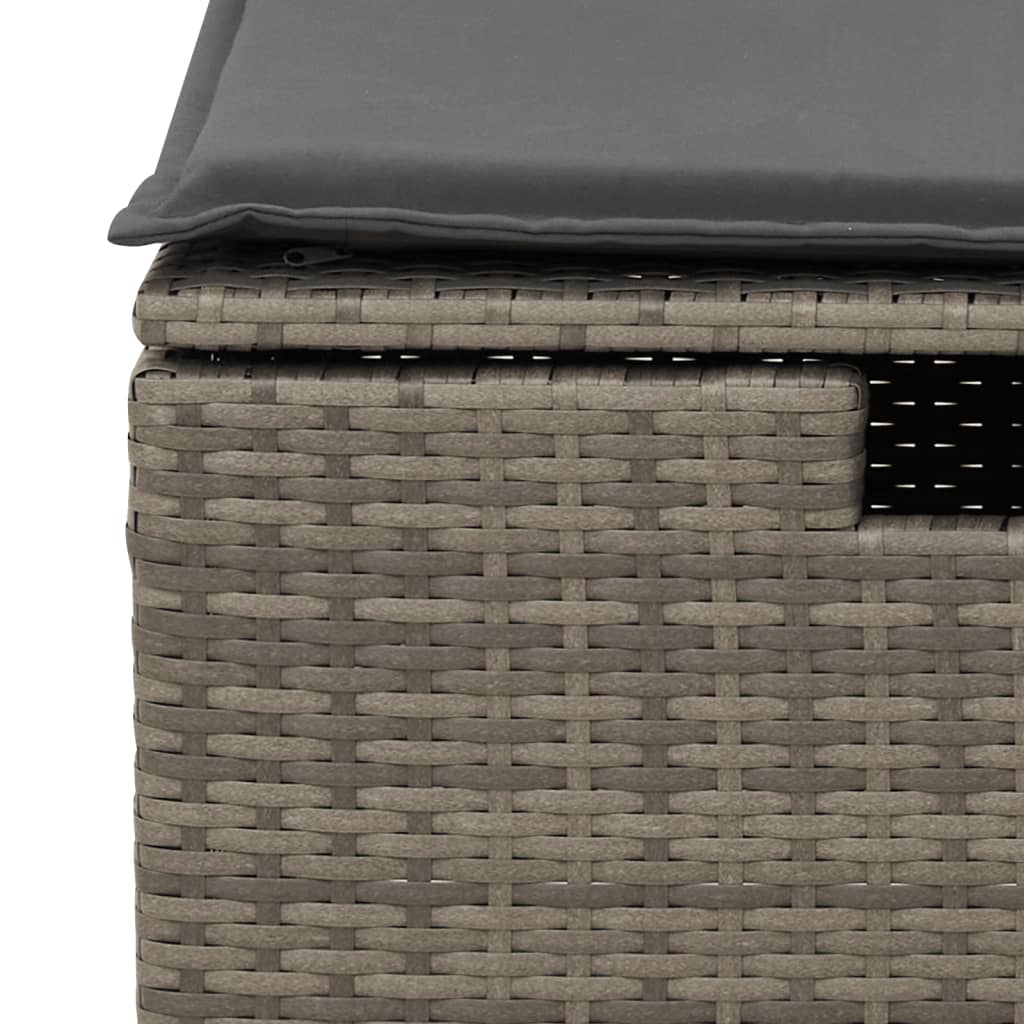 Garden Stool with Cushion Grey 55x55x37 cm Poly Rattan