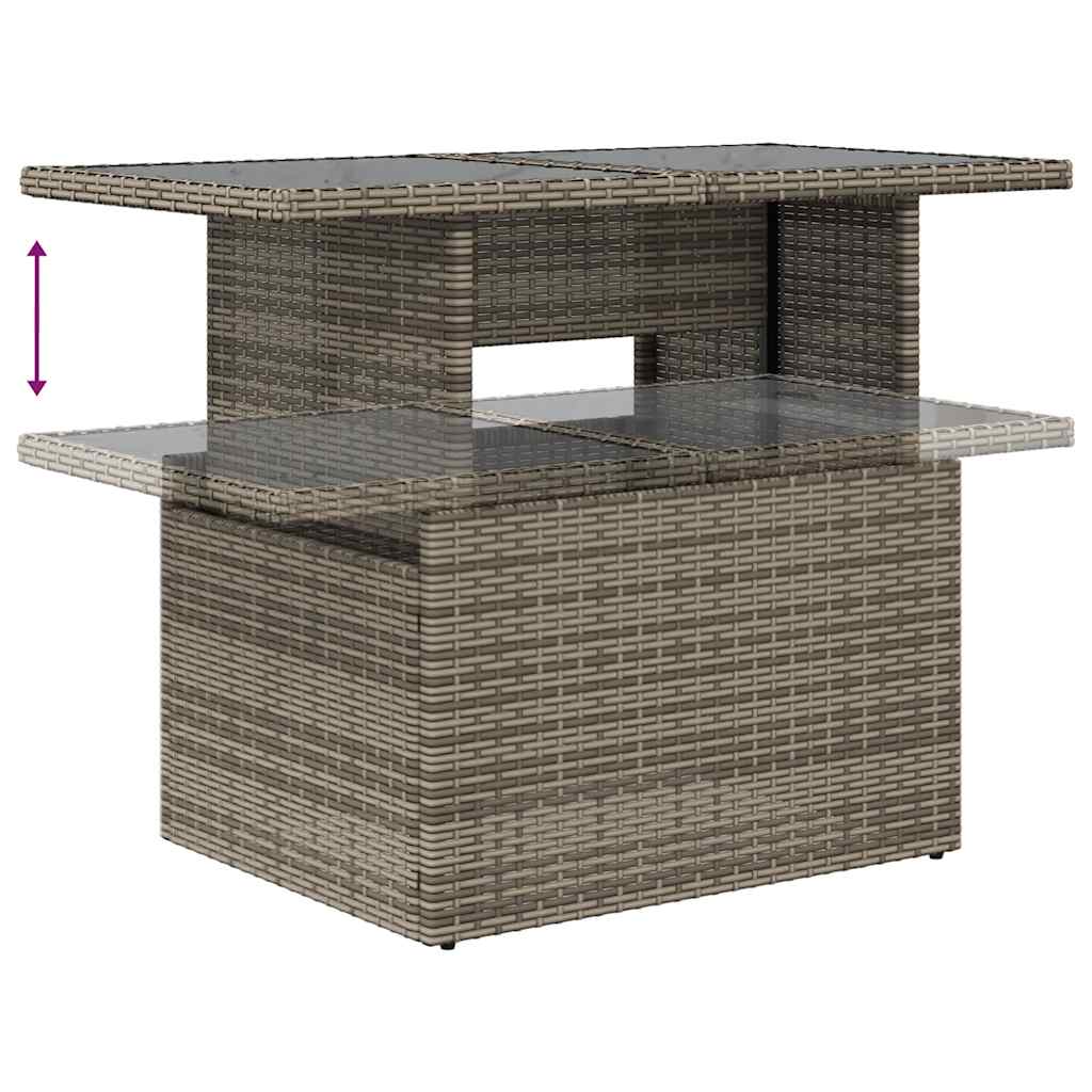 Garden Table with Glass Top Grey 100x55x73 cm Poly Rattan