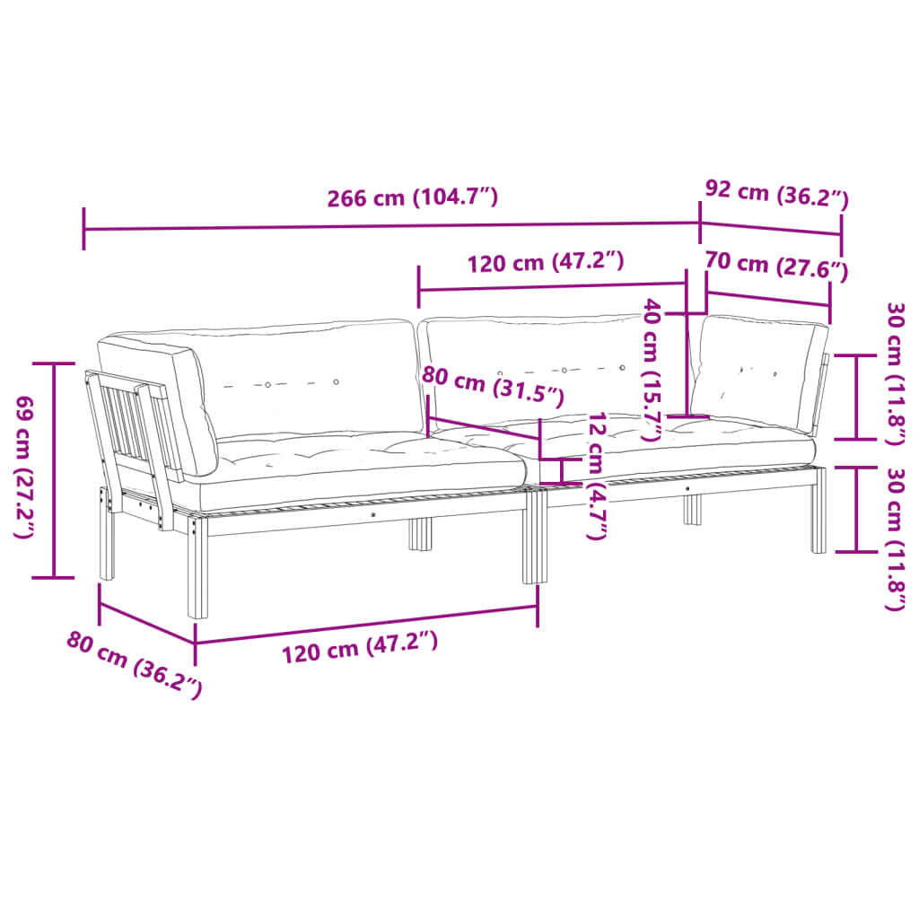 Garden Pallet Corner Sofas 2 pcs with Cushions Solid Wood Acacia
