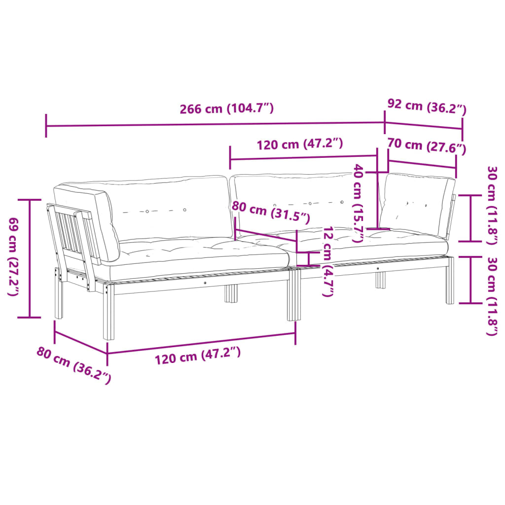 Garden Pallet Corner Sofas with Cushions 2 pcs Solid Wood Acacia