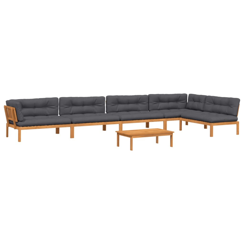 6 Piece Garden Pallet Sofa Set with Cushions Solid Wood Acacia