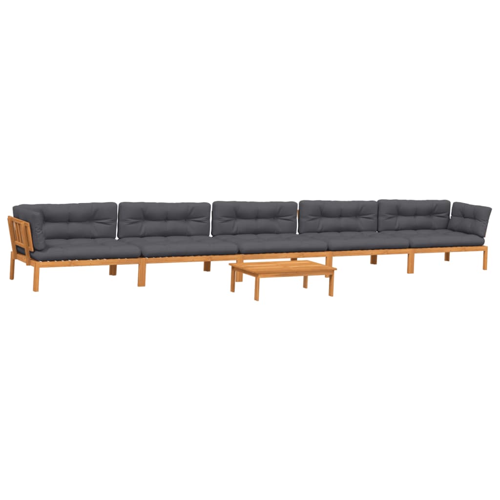 6 Piece Garden Pallet Sofa Set with Cushions Solid Wood Acacia