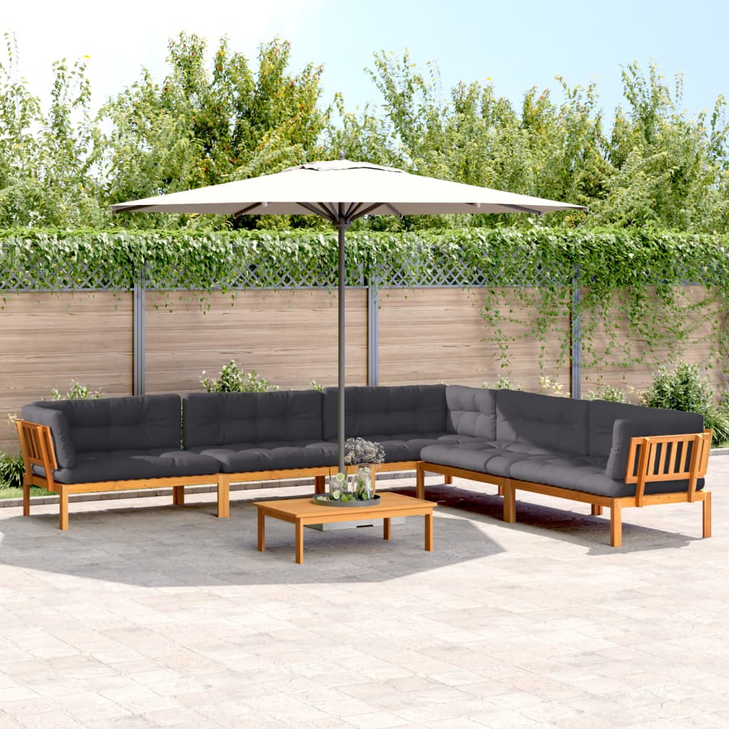 6 Piece Garden Pallet Sofa Set with Cushions Solid Wood Acacia
