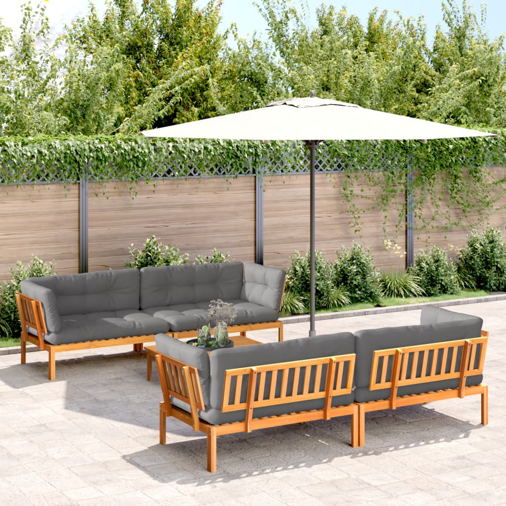5 Piece Garden Pallet Sofa Set with Cushions Solid Wood Acacia