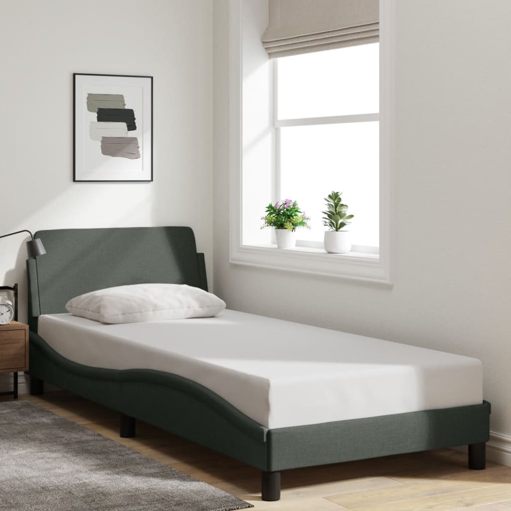 Bed Frame "Dover" Dark Grey 90x190 cm Fabric