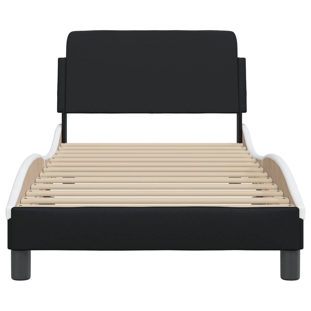 Bed Frame "Dover" Black and White 90x190 cm Faux Leather
