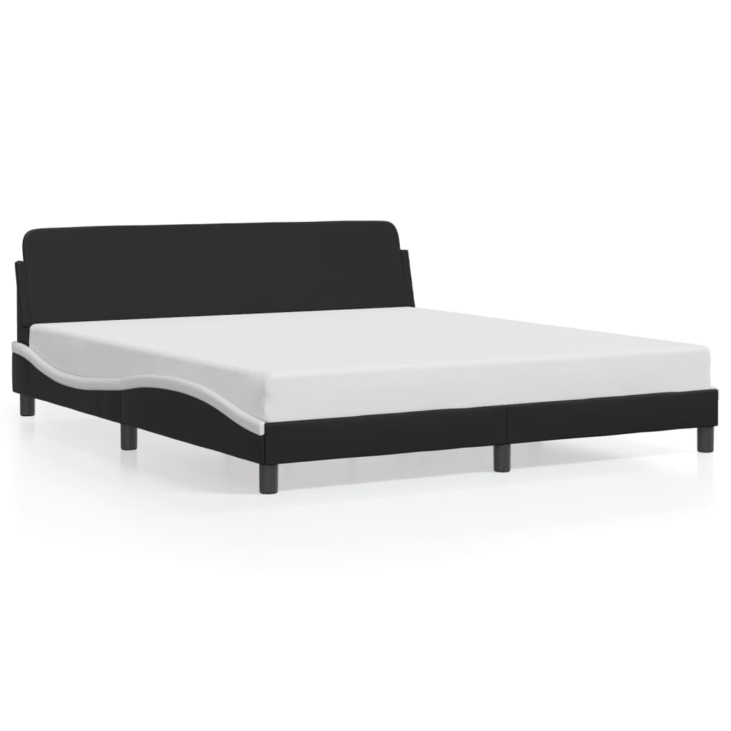 Bed Frame "Dover" Black and White 180x200 cm King Faux Leather