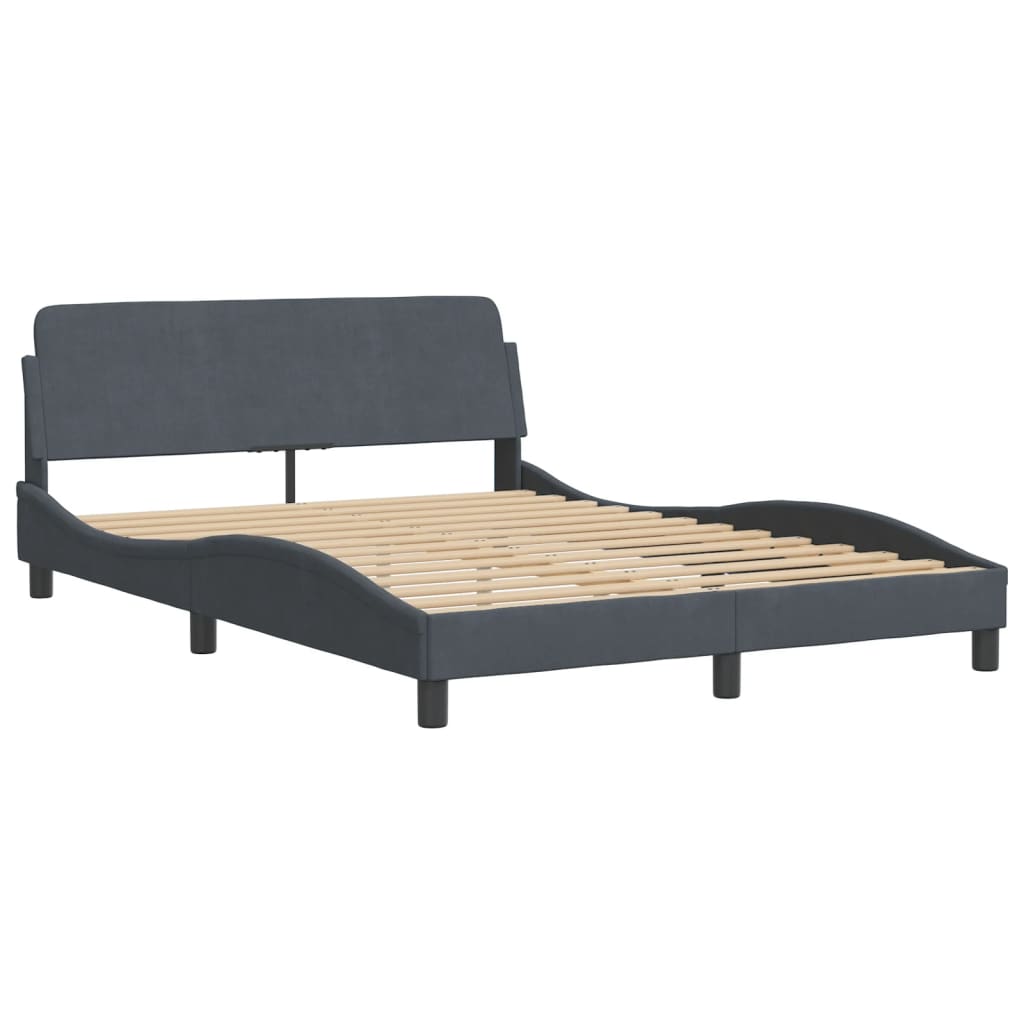 Bed Frame "Dover" Dark Grey 137x190 cm Double Velvet