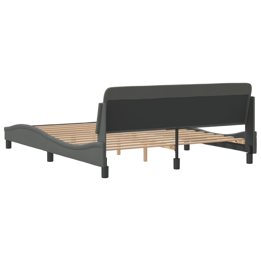 Bed Frame "Dover" Dark Grey 152x203 cm Queen Fabric