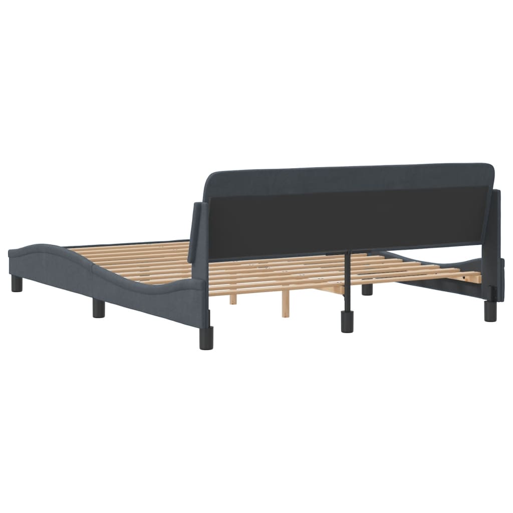 Bed Frame "Dover" Dark Grey 152x203 cm Queen Velvet