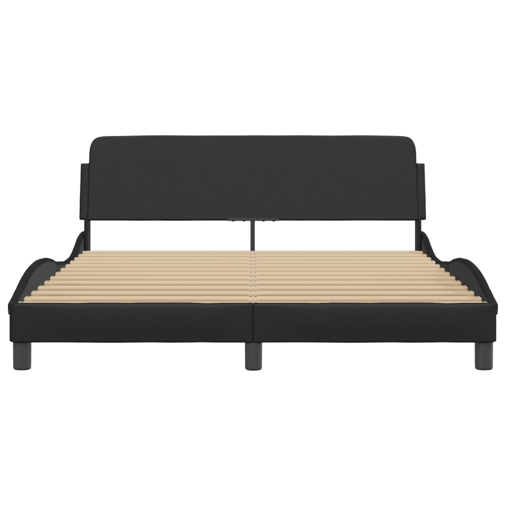 Bed Frame "Dover" Black 152x203 cm Queen Faux Leather