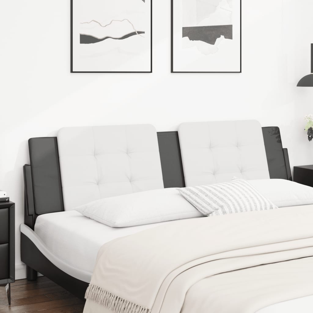 Headboard Cushion "Zadar" Black and White 180 cm Faux Leather
