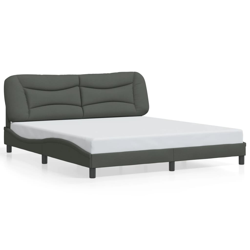 Bed Frame without Mattress "Hvar" Dark Grey 180x200 cm King Fabric