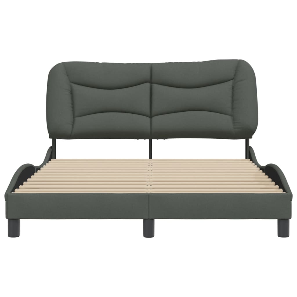 Bed Frame without Mattress "Hvar" Dark Grey 137x190 cm Double Fabric