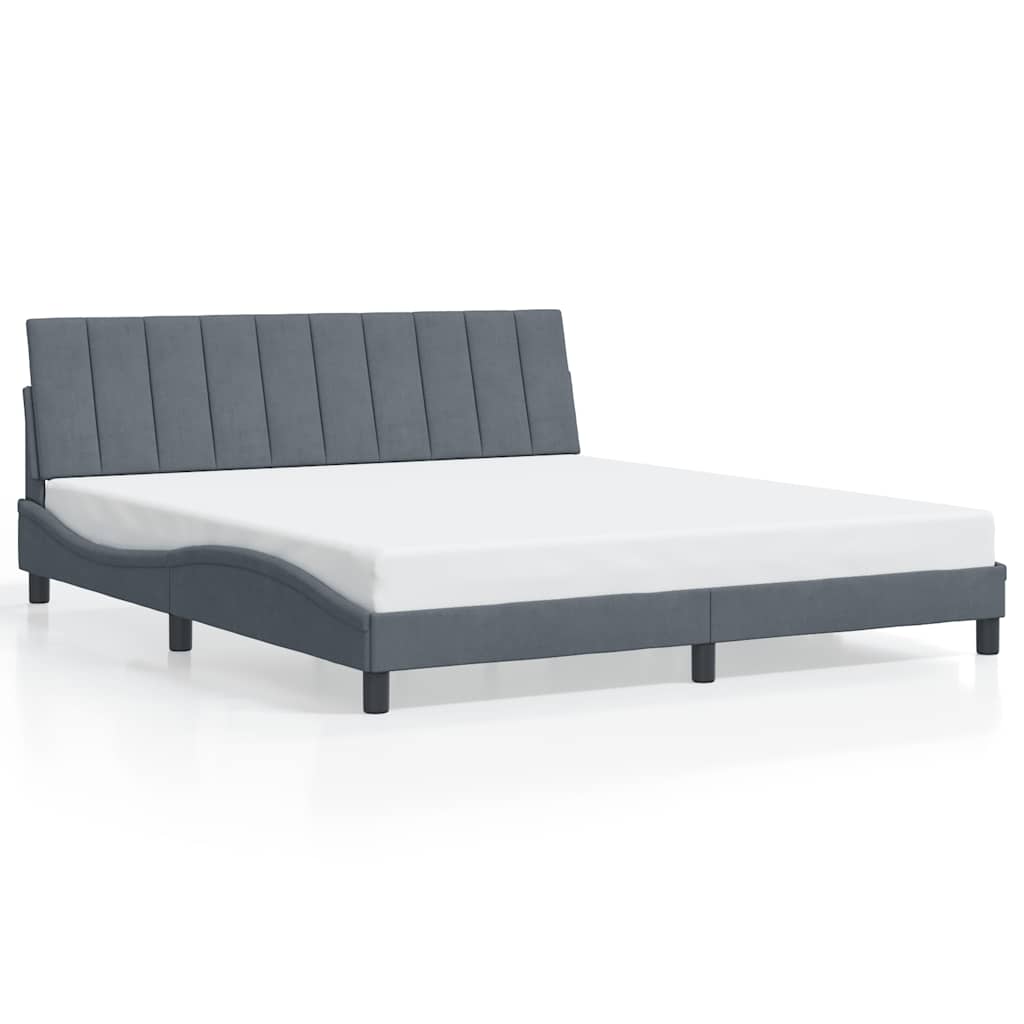 Bed Frame without Mattress "Hanko" Dark Grey 180x200 cm King Velvet